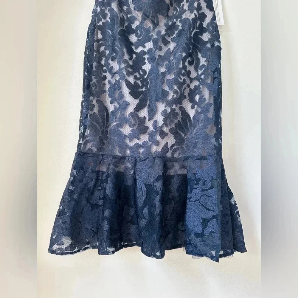 Calvin Klein Off-The-Shoulder Lace Trumpet Evening Midi Dress - Picture 6 of 10